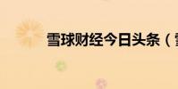 雪球財經今日頭條(雪球財經)