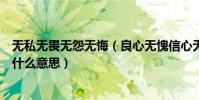 無私無畏無怨無悔(良心無愧信心無畏恒心無敵青春無悔是什么意思)