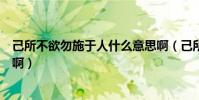 己所不欲勿施于人什么意思啊(己所不欲勿施于人什么意思啊)