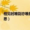 相見時難別亦難是什么意思（“相見時難別亦難”是什么意思）