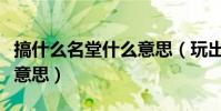 搞什么名堂什么意思(玩出了名堂名堂是什么意思)