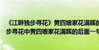 《江畔獨步尋花》黃四娘家花滿蹊的意思(杜甫的詩江畔獨步尋花中黃四娘家花滿蹊的后面一句是什么)