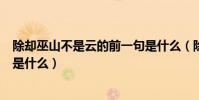 除卻巫山不是云的前一句是什么(除卻巫山不是云的前一句是什么)