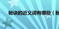秘訣的近義詞有哪些(秘訣的近義詞)
