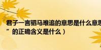 君子一言駟馬難追的意思是什么意思(“君子一言駟馬難追”的正確含義是什么)