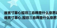 誰言寸草心報得三春暉是什么意思表達了詩人怎樣的感情(誰言寸草心,報得三春暉是什么意思?)
