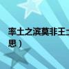 率土之濱莫非王土什么意思中文（率土之濱莫非王土什么意思）