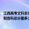 江西高考文科總分和各科總分是多少分（江西高考文科總分和各科總分是多少）