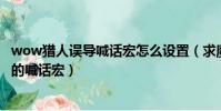 wow獵人誤導喊話宏怎么設置(求魔獸世界獵人假死和誤導的喊話宏)