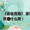 《春夜喜雨》 意思（《春夜喜雨》的意思《春夜喜雨》的意思是什么啊）