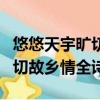 悠悠天宇曠切切故鄉情的意思（悠悠天宇曠切切故鄉情全詩）