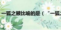 一狐之腋比喻的是(“一狐之腋”比喻什么)