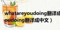 whatareyoudoing翻譯成中文(Whatareyoudoing翻譯成中文)