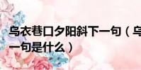 烏衣巷口夕陽斜下一句(烏衣巷口夕陽斜的前一句是什么)
