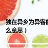 獨在異鄉為異客的異是什么部首（獨在異鄉為異客的異是什么意思）