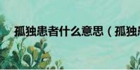 孤獨患者什么意思(孤獨患者什么意思)