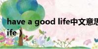 have a good life中文意思(have a good life)