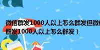 微信群發1000人以上怎么群發但微信限制群發200人(微信群發1000人以上怎么群發)