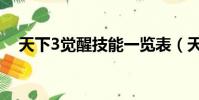 天下3覺醒技能一覽表(天下3覺醒技能)