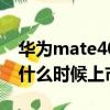 華為mate40什么時候上市的（華為mate40什么時候上市）