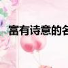 富有詩意的名字三個字（富有詩意的名字）