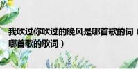 我吹過你吹過的晚風是哪首歌的詞(我吹過你吹過的晚風是哪首歌的歌詞)