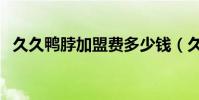 久久鴨脖加盟費多少錢(久久鴨脖加盟費)