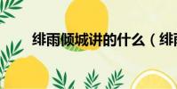 緋雨傾城講的什么(緋雨傾城結局)