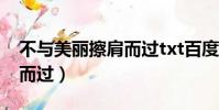 不與美麗擦肩而過txt百度云(不與美麗擦肩而過)