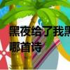 黑夜給了我黑色眼睛我卻用它去尋找光明出自哪首詩