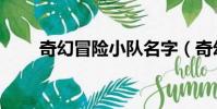 奇幻冒險小隊名字(奇幻冒險小隊)