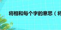 將相和每個字的意思(將相和打一字)