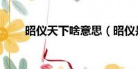 昭儀天下啥意思(昭儀是什么意思)