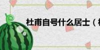 杜甫自號什么居士(杜甫字號)