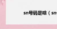 sn號碼是啥(sn號碼)