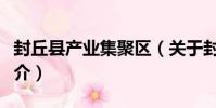封丘縣產業集聚區(關于封丘縣產業集聚區簡介)