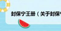 封保寧王冊(關于封保寧王冊簡介)