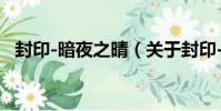 封印-暗夜之晴(關于封印-暗夜之晴簡介)