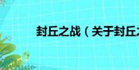 封丘之戰(關于封丘之戰簡介)