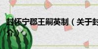封懷寧郡王嗣英制(關于封懷寧郡王嗣英制簡介)