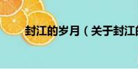 封江的歲月(關于封江的歲月簡介)