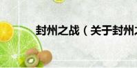 封州之戰(關于封州之戰簡介)