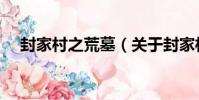 封家村之荒墓(關于封家村之荒墓簡介)