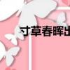 寸草春暉出自哪句詩（寸草春暉出自）