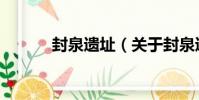 封泉遺址(關于封泉遺址簡介)