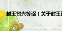 封王智興等詔(關于封王智興等詔簡介)