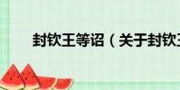 封欽王等詔(關于封欽王等詔簡介)