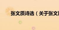 張文質詩選(關于張文質詩選介紹)