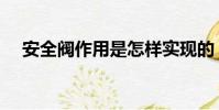 安全閥作用是怎樣實現的(安全閥作用)