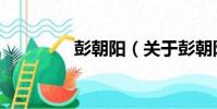 彭朝陽(關于彭朝陽介紹)